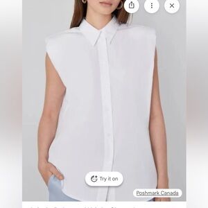 Aritzia Babaton Wright Sleeveless
Shoulder Pad Button-Up Shirt